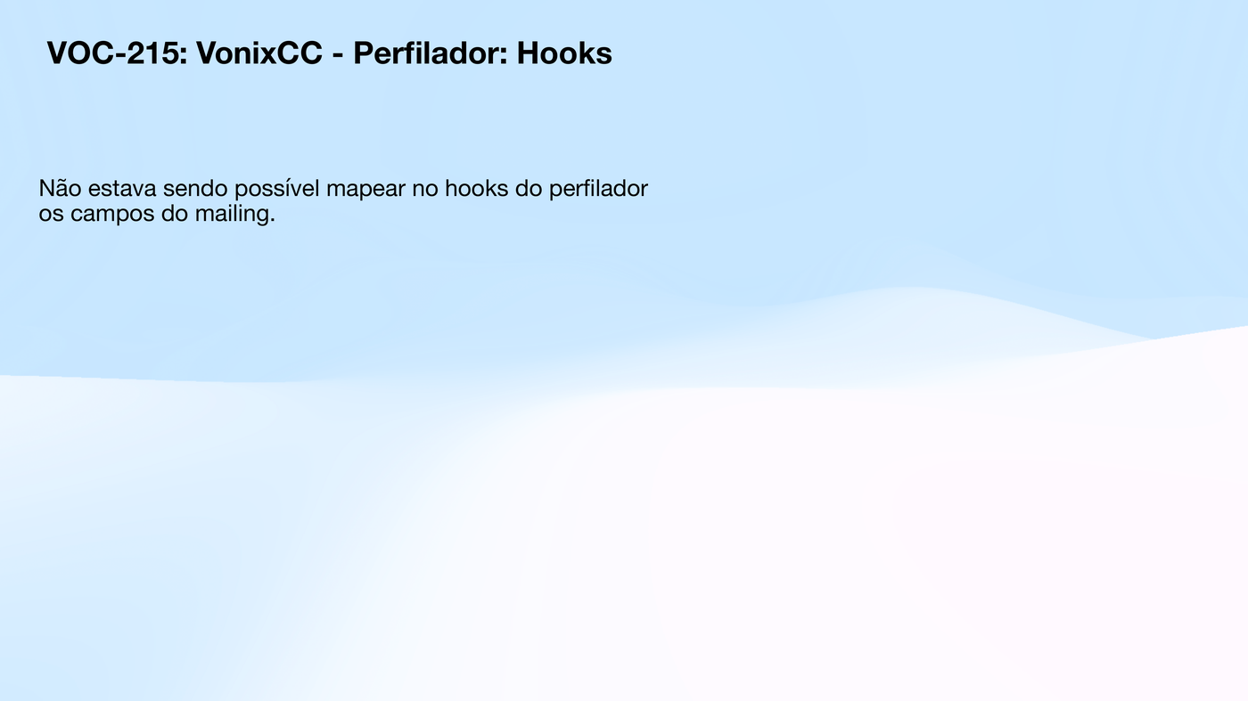 Mapeamento de campos do mailing nos hooks do Perfilador