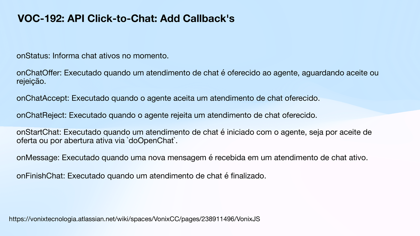 Callbacks da API Click-to-Chat no VonixJS